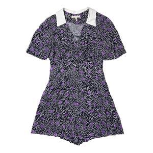 Maje Black and Purple Floral Romper